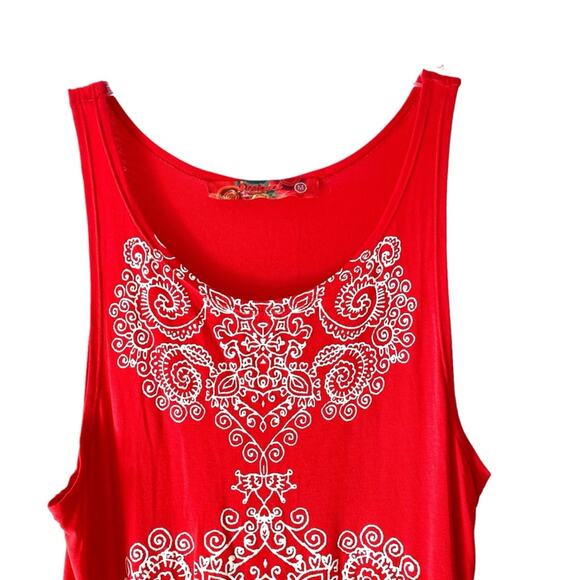 Desigual Red Black Tank Dress Sleeveless Knee Length size medium - Picture 2 of 8